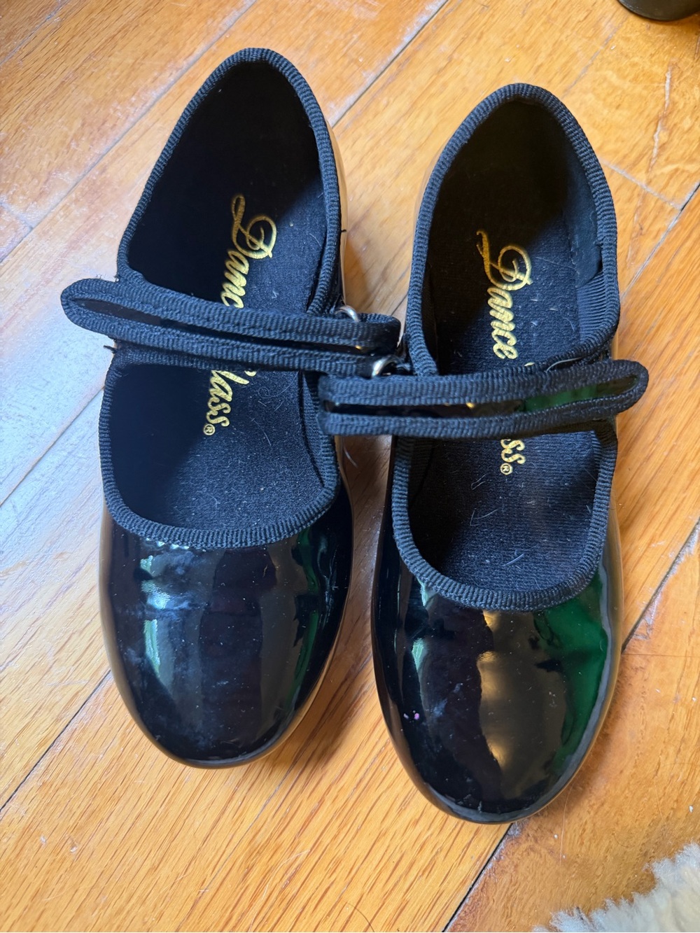 Dance Class Girls' Black Patent Girls Tap Dance Shoes 11